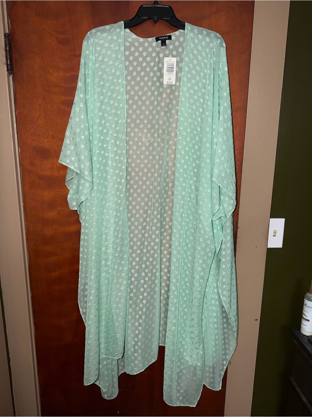 torrid Mint Sheer Heart-Print Duster Kimono